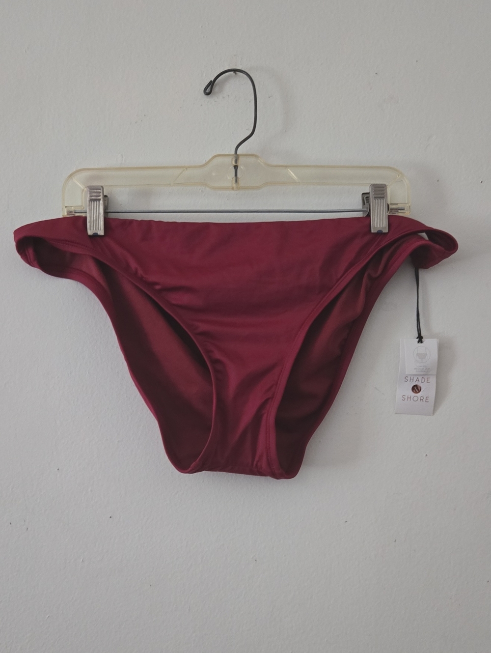 NWT Shade & Shore Burgundy Low Rise Medium Coverage Bikini Bottom Size XL